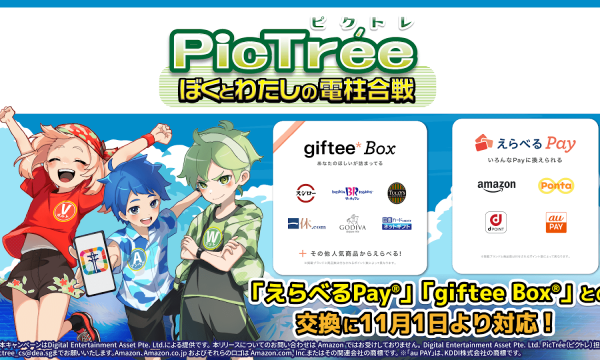 The social contribution game "PicTrée" adds "Eraberu Pay®" and "giftee Box®" as reward exchange options.