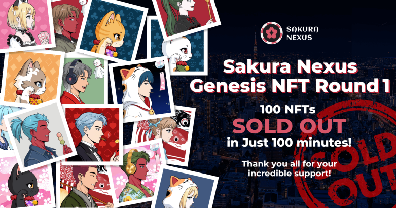 "Sakura Nexus" GENESIS NFT Round 1 sold out in 100 minutes, and Round 2 sales, including collaborations, will start on December 23.